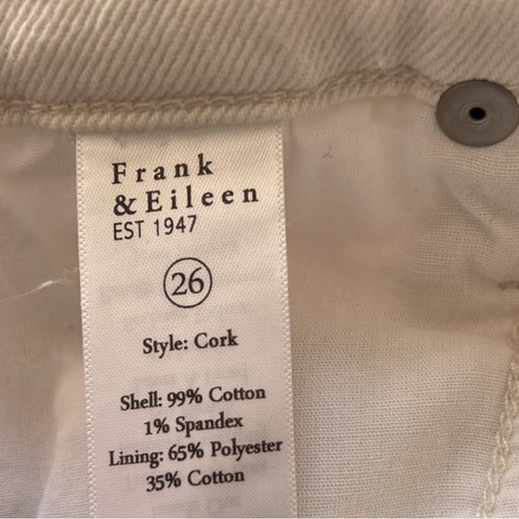 Frank & Eileen Cork Everyday Jean Size 26 White Natural Scour Color - Picture 9 of 9